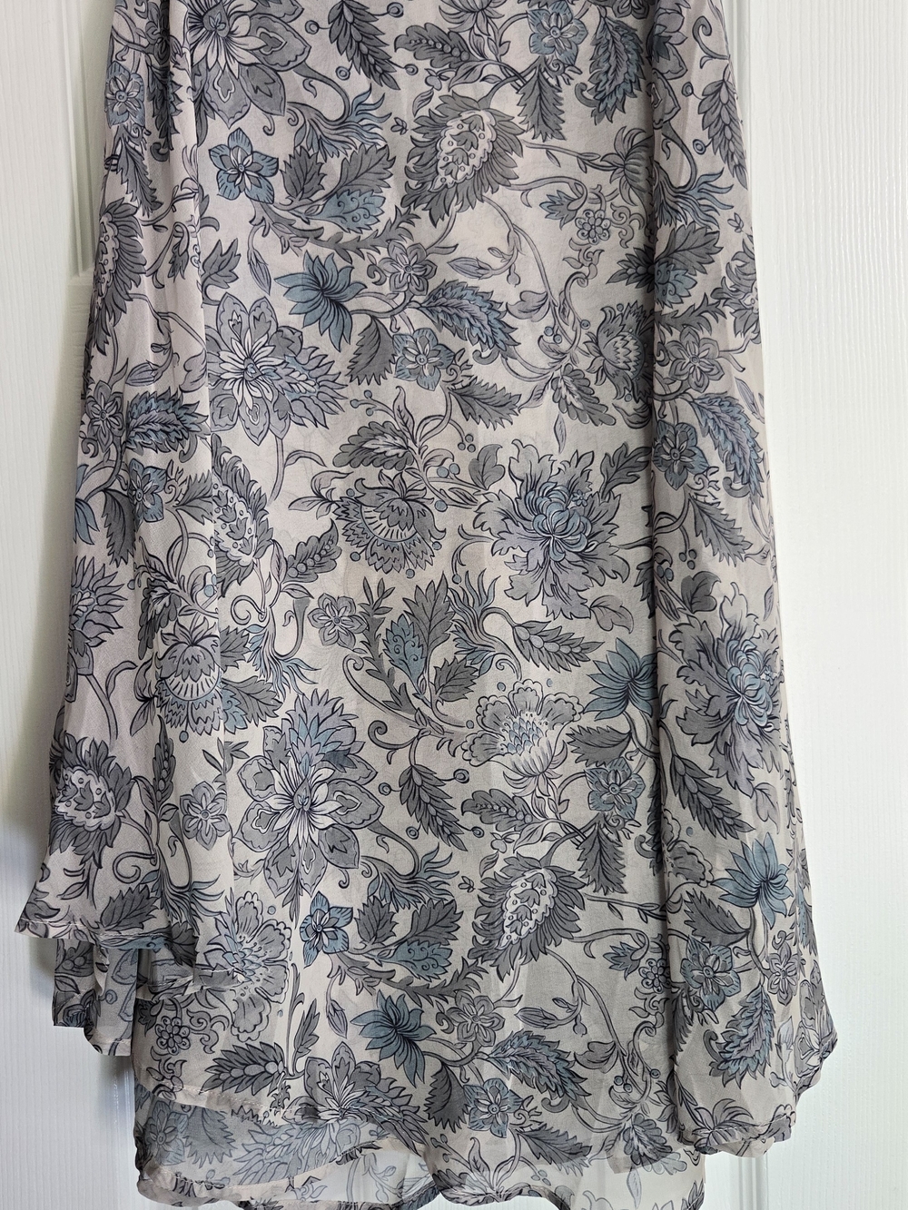 Joyfolie Blue and Gray Floral A-Line Skirt